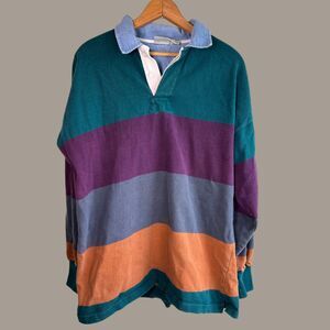 Vintage 90s 417 Van Huesen Color Block Striped Polo